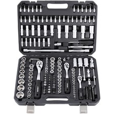 STECKSCHLÜSSEL SATZ 192-tlg 1/4" 3/8" 1/2" RATSCHE KNARRE SECHSKANT NUSS-KASTEN