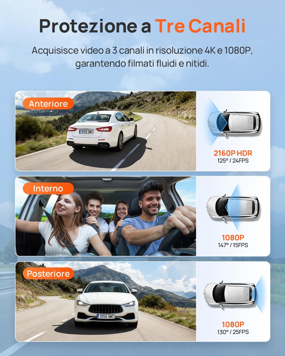 70mai - T800e Dash Cam Auto 4K 3 Canali Xiaomi WIFI GPS Visione Notturna 64gb Sd - Miniatura 2