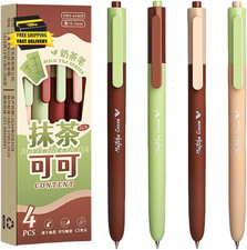 4 Pcs Cute Gel Pens Retractable Pens Kawaii Cocoa Gel Ink Pen 0.5Mm Black Ink Wr