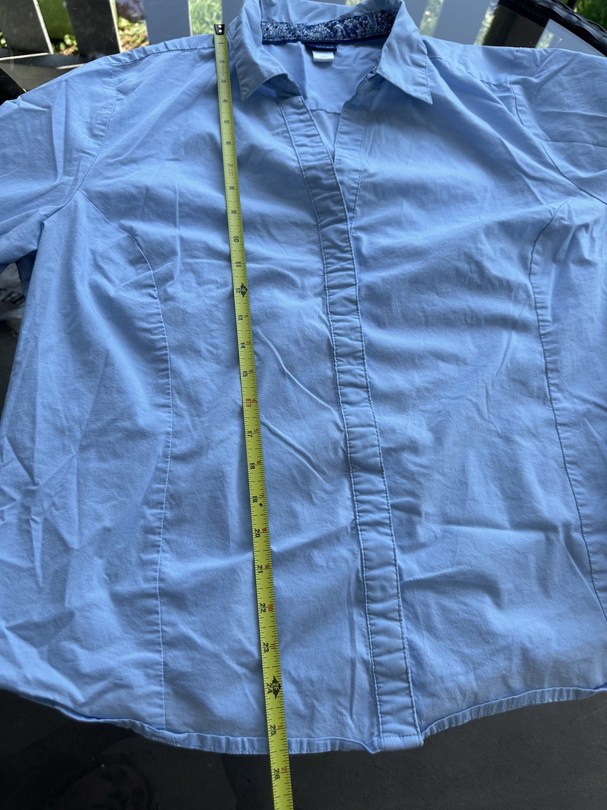 Basic Editions 3/4 Sleeve Button Down Top in Blue… - image 4