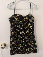 Urban Outfitters Embroidered Mini Dress Sweet On You Black y2k 90s Flirty Medium