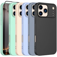 For iphone 17 Pro Max Air Silicone Case Shockproof Phone Cover + Tempered Glass