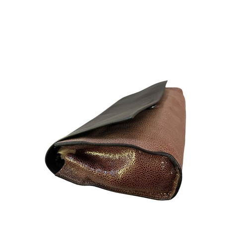 Bolso sin asas de cuero Brunello Cucinelli bloques de color marrón tostado nuevo con etiquetas - Imagen 3 de 19