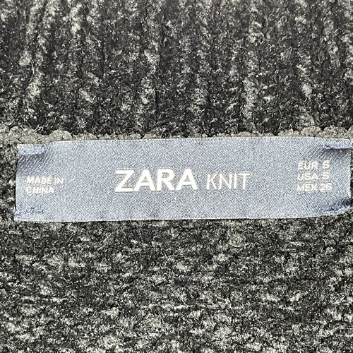 Zara Knit Sweater Womens Small Black Oversized Cozy Soft V Neck Pullover Work - Picture 3 of 13