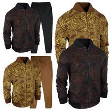 Designer Italian Tracksuit Mens Jacket Sweatpants Set Body Print Zip Up Casual