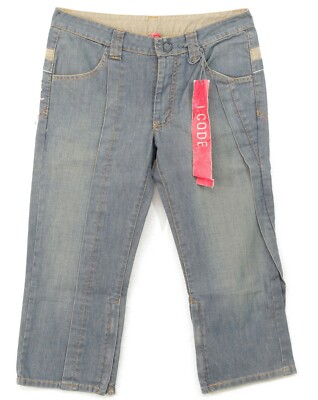 Icode pantacourt jeans bleu femme confort fantaisie I.code Pantacourt plis blue