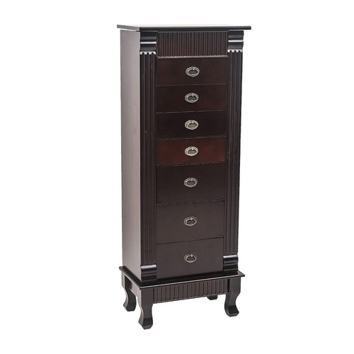 Jewelry Armoire Cabinet Storage Chest Stand Organizer Mirror Top with 7 Drawers - Picture 7 of 11