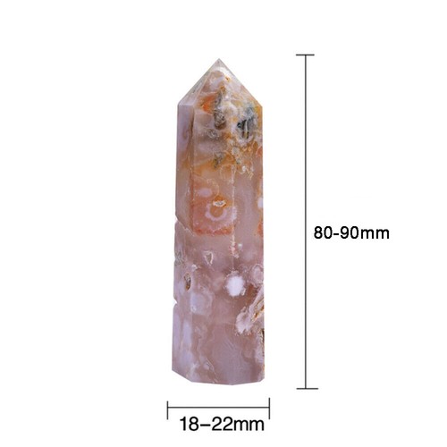 1* Natural Flower Agate Tower Quartz Crystal Obelisk Wand Point Stone Healing - Picture 17 of 17