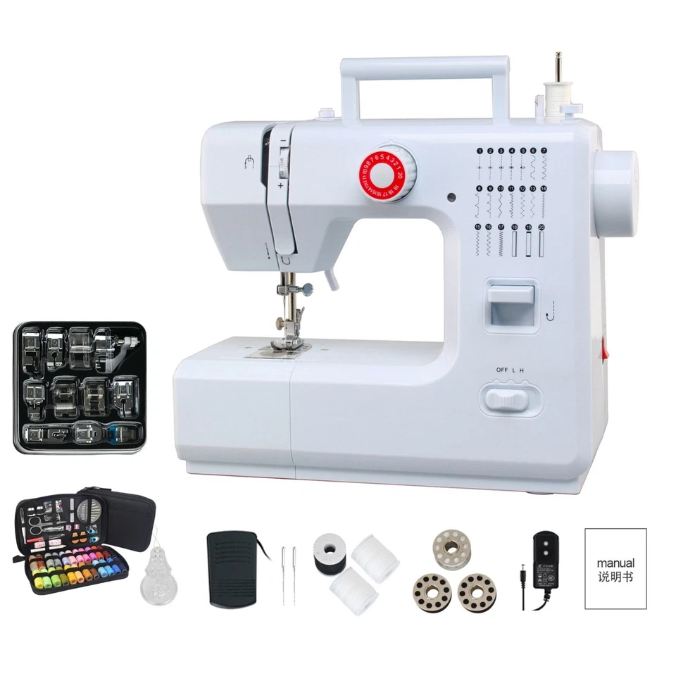 618 Mini Elektro-Nähmaschine mit 42-teiligem Nähset+25-teiligem Patchwork+Fadenh - Bild 2 von 4