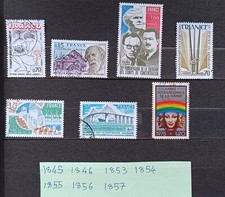 lot timbres  france oblitérés 1975 n°1845 1846 1853 1854 1855 1856 1857