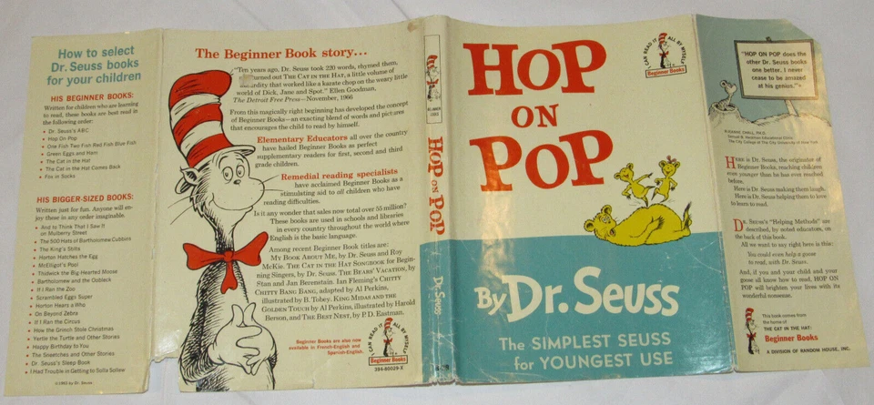 VINTAGE 1963 DR. SEUSS BOOK 'HOP ON POP'! FIRST/1st EDITION WITH DJ! HARD COVER! - Image 3 of 4