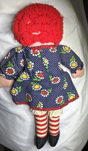 Vintage Raggedy Ann Rag Doll Embroidered Face Button Eyes ~ 16” ~ Love You Heart - Picture 5 of 11