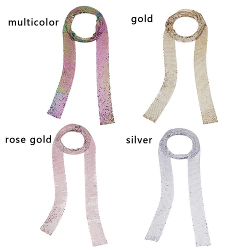 Women Long GlitterNeck Collar Sparkly Sequins Scarf Ladies Cocktail Neck Tie NEW - Picture 3 of 23