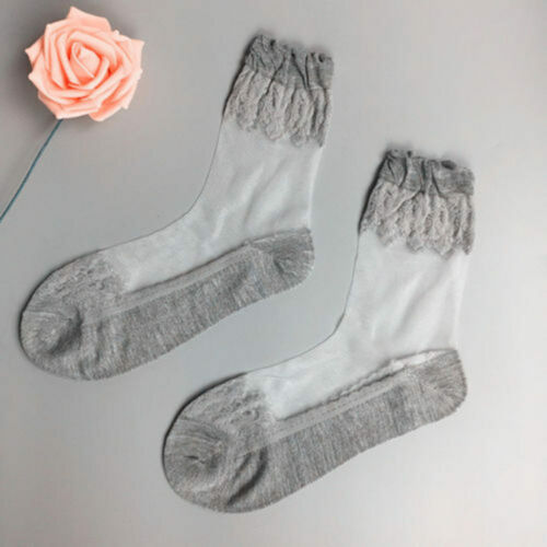 Süße ultradünne transparente schöne elastische kurze Damensocken Kristall Seide Spitze - Bild 6 von 19