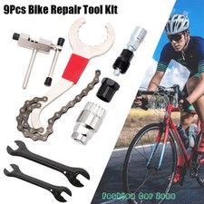 Bike Repair Tool 9 PCS Kit Crank Chain Cutter Extractor Bracket Freewheel Puller