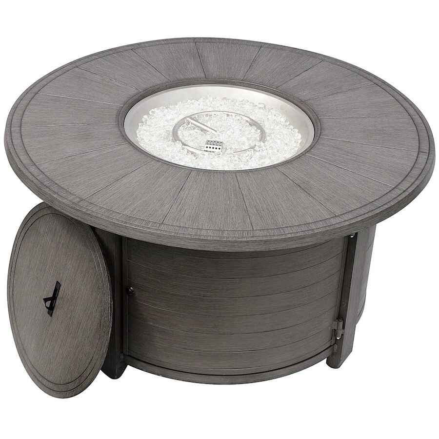 AZ Patio Heaters Cast Aluminum Round Fire Pit, Brushed Wood Finish - FS-2017-FPT
