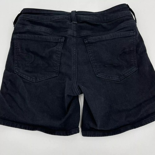 American Eagle Denim Shorts Women's Size 0 Black Midi Cotton Blend Stretch - Picture 8 of 8