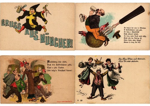BEER HUMOR GERMANY EARLY LITHO 17 LITHORAPH POSTCARDS Pre-1900 (L5753) - Afbeelding 3 van 10