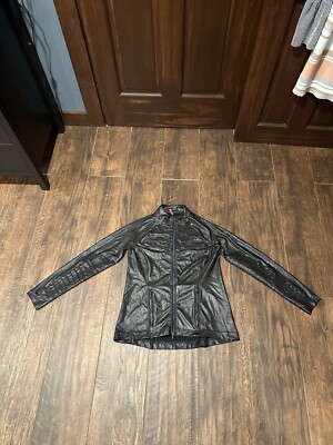 Spanx Womens Faux Leather Moto Jacket Medium Black Zip Lightweight 50158R 