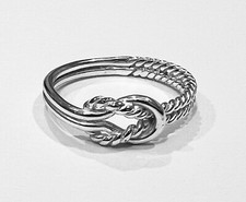 Love Knot 1/2 Twisted Rope Texture 1/2 Smooth Band Sterling Silver Ring Size 8