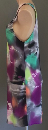 KENJI Sheath Dress Fab Design & Silky Bright MultiColour Sleeveless Size 12 - Picture 5 of 8