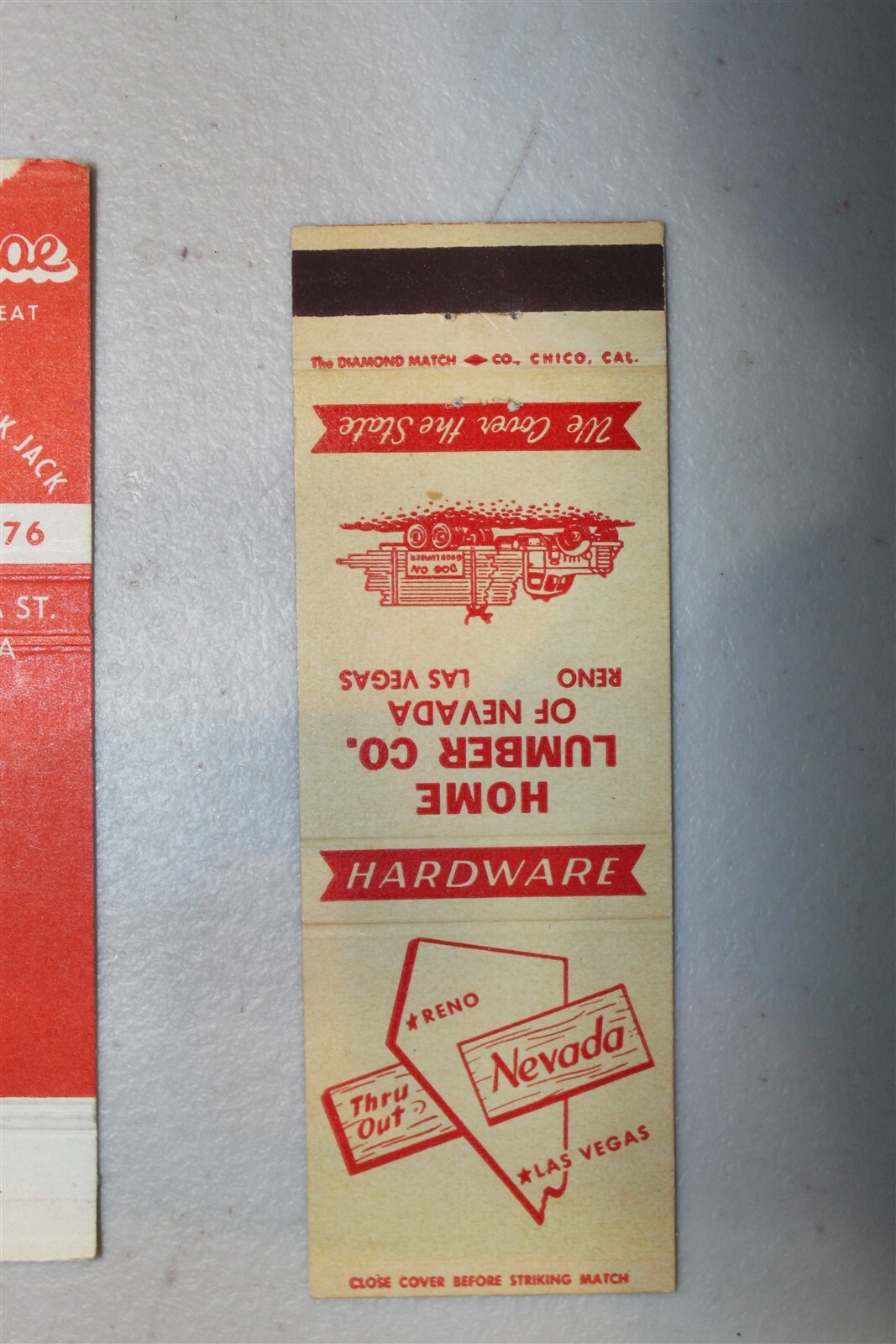 RENO NV. HOME LUMBER CO. OF NEVADA MATCHBOOK COVER eBay