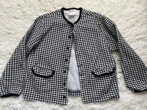 Hanna Andersson Houndstooth Coat Jacket size 120 US 7 Black White Girls