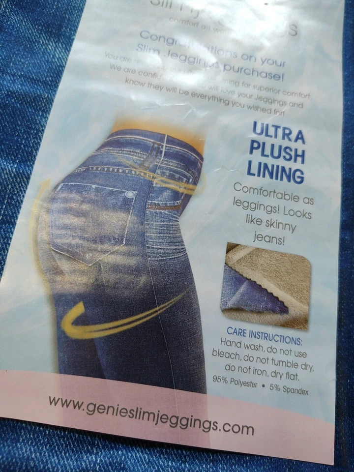 Mujeres Leggings Forrados de Felpa Jeans Ajustados 34 X 28- Dos Pares China Genie EE. UU. Talla L Foto 3 de 4