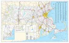 Massachusetts State Executive City-County Laminated Wall Map