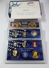 2008 S Proof Clad Complete 14 Coin US Set Box & COA #45913Y