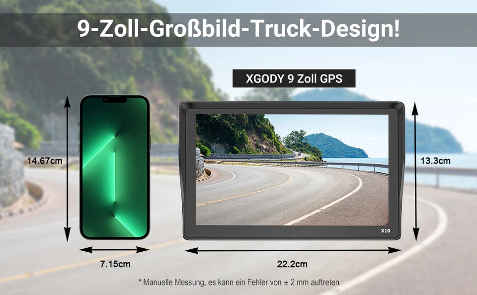XGODY X10 9'' GPS Navi Navigation für LKW PKW Truck Bus Navigationsgerät Navi BT - Bild 2 von 4