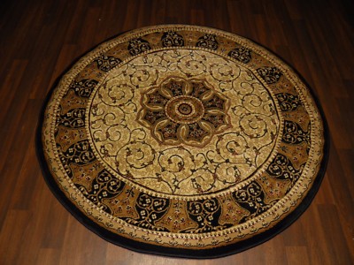 ATEMBERAUBENDE 140X140CM KREIS TEPPICHE GEWEBT & GESCHNITZT NEU ROYAL RANGE QUALITÄT ELFENBEIN/SCHWARZ