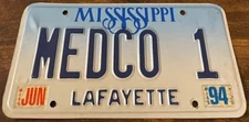 MEDCO 1 Vanity License Plate Mississippi Vintage Tools Equipment Cannabis Supply