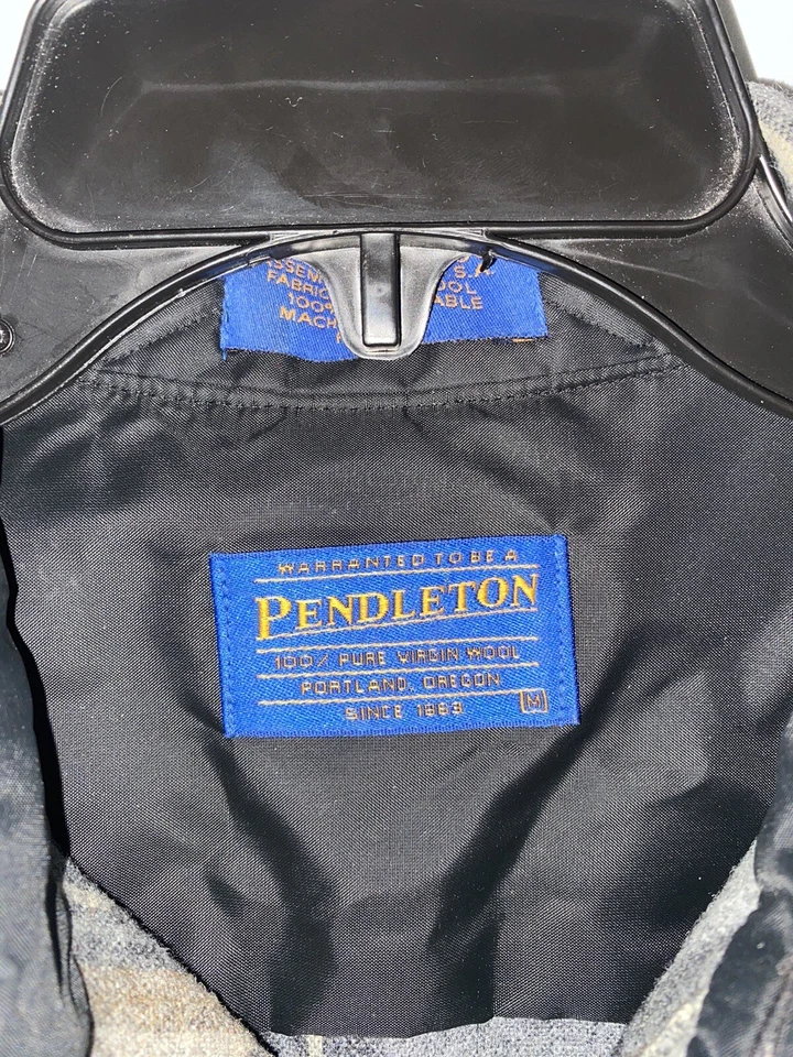 Pendleton Plaid Elbow Patch 100% Virgin Wool Long Sleeve Button Down Shirt Men M - Image 3 of 4