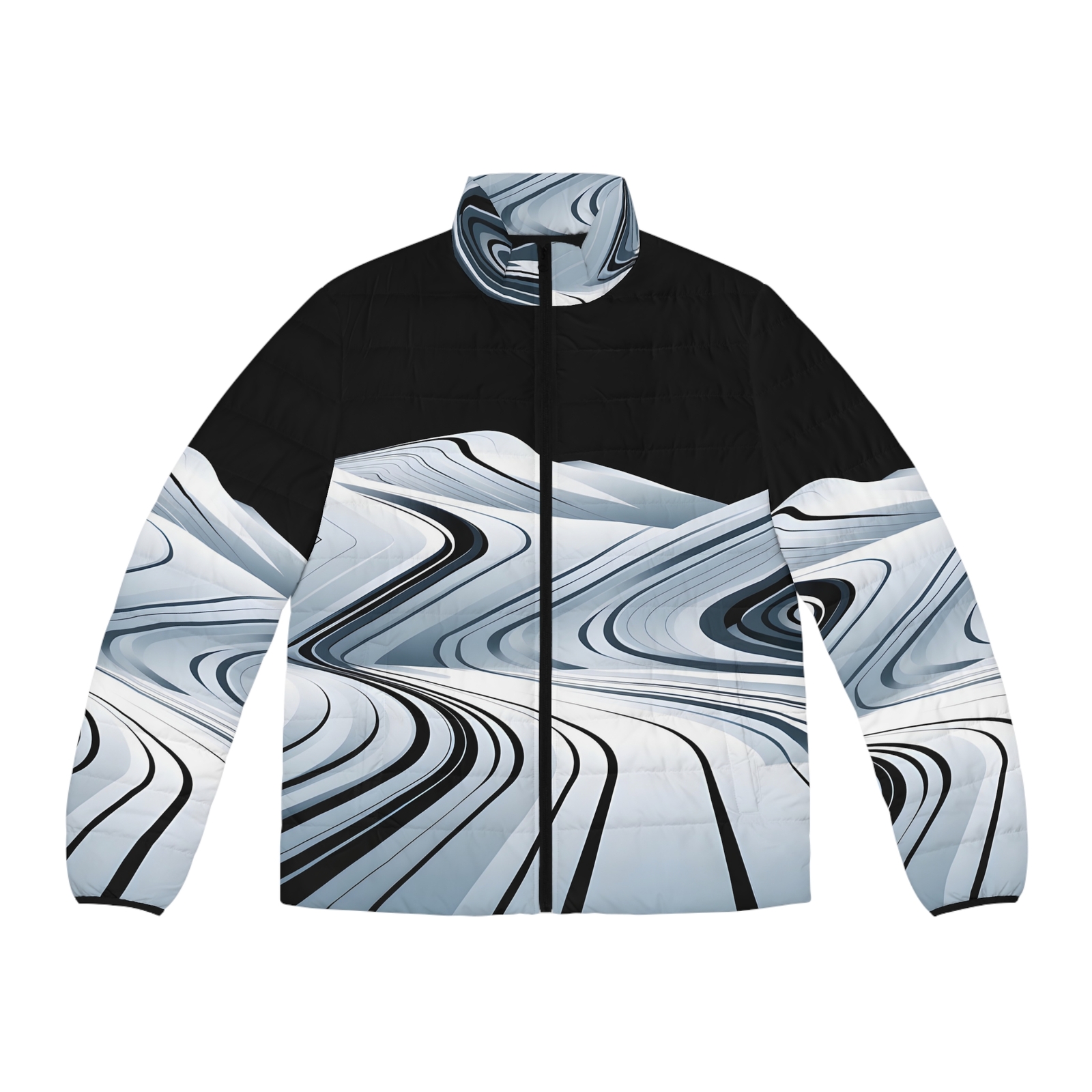 Whiteout Lines Puffer Jacket for Outdoor Adventures