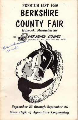 Berkshire County Fair 1960 Premium List Livestock Agriculture  Home Furnishings 