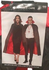 Adult Reversible Red  Black 48" Cape Halloween Vampire Costume NEW
