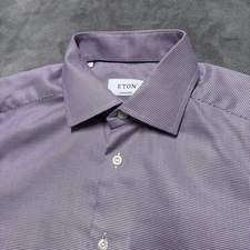 Eton Dress Shirt Mens 41 16 Lavender Contemporary Houndstooth Micro Check