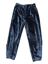 Ulla Johnson Corduroy Pants Navy Blue High Rise Harem Trousers Baggy Tapered Leg
