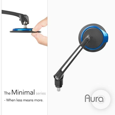 KiWAV Minimal rétroviseur AURA bleu ROND noir très thin 8mm pour Vespa Kymco TGB - Photo 1/4