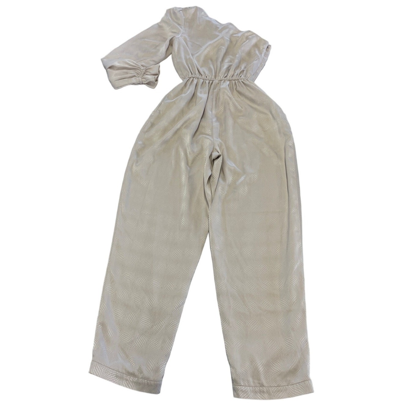 Love, Whit by Whitney Port Jumpsuit Womens 4 Ivory Jacquard One Shoulder Stretch