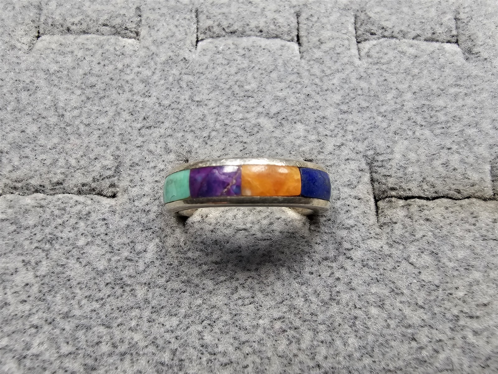 Grandma Grabe's Beautiful Vintage 925 Sterling Multi Stone Band 4.5G Ring Size 7