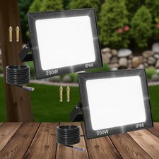 200W LED Floodlight Outdoor 16000LM Safety Light IP65 Waterproof Security 2 Pack