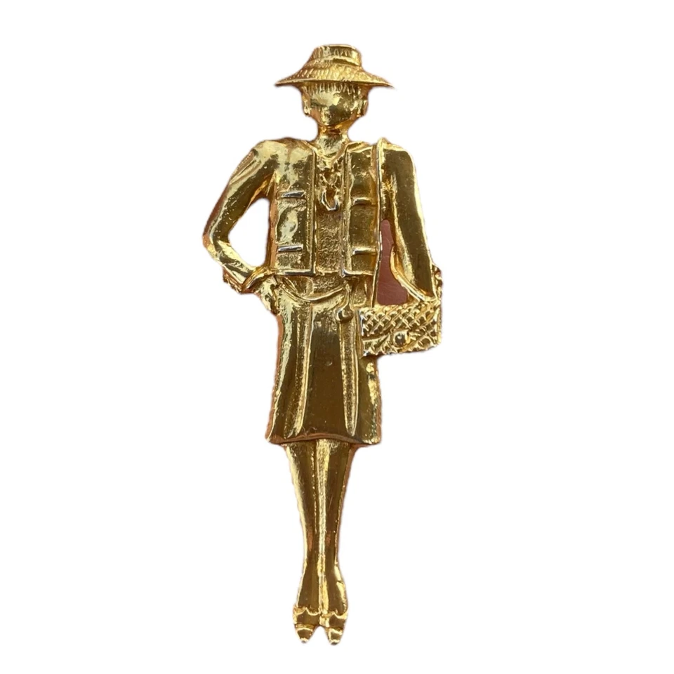 Broche Chanel dorado vintage 2” Mademoiselle Coco Paris años 80 solapa de alta costura Foto 2 de 4