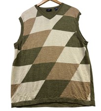 Como Sport Mens Preppy Merino Wool Argyle Sweater Vest Size XL Multicolor
