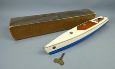 Vintage Wooden Clockwork Boat Launch by Kellner with Box c1930 Working #6063