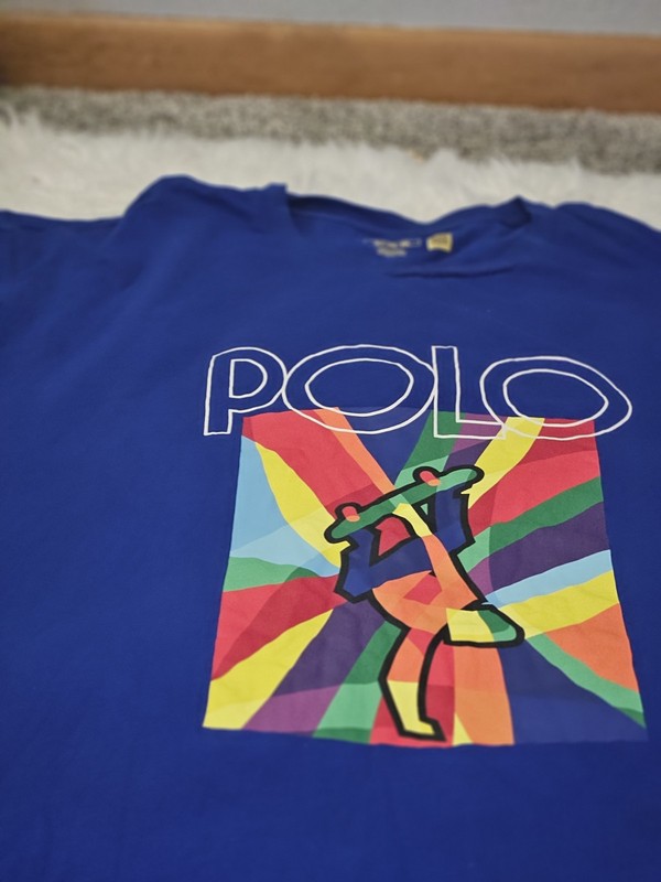 Polo Ralph Lauren 3 XLT  Blue Skateboarder, Rainbow Handplant Cottin T Shirt