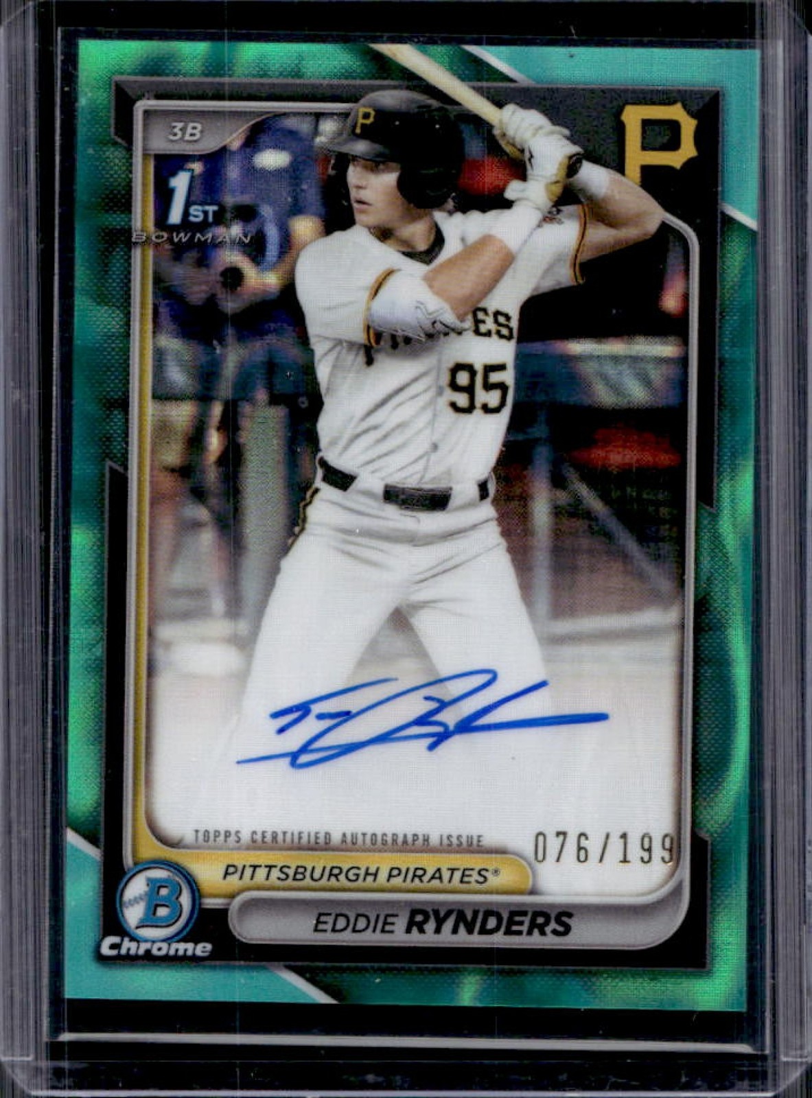 2024 Bowman Draft Eddie Rynders Chrome Auto Aqua Lava Refractor 1st #/199