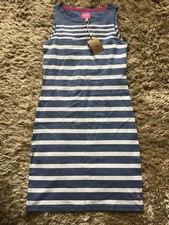 BNWT Joules Riva Dress Blue Striped Cotton Sleeveless ~ Size 8  ~ RRP  £34.95