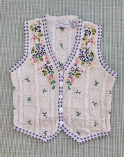 Vintage Northern Isles Hand Embroidered Flowers Lagenlook Size Medium